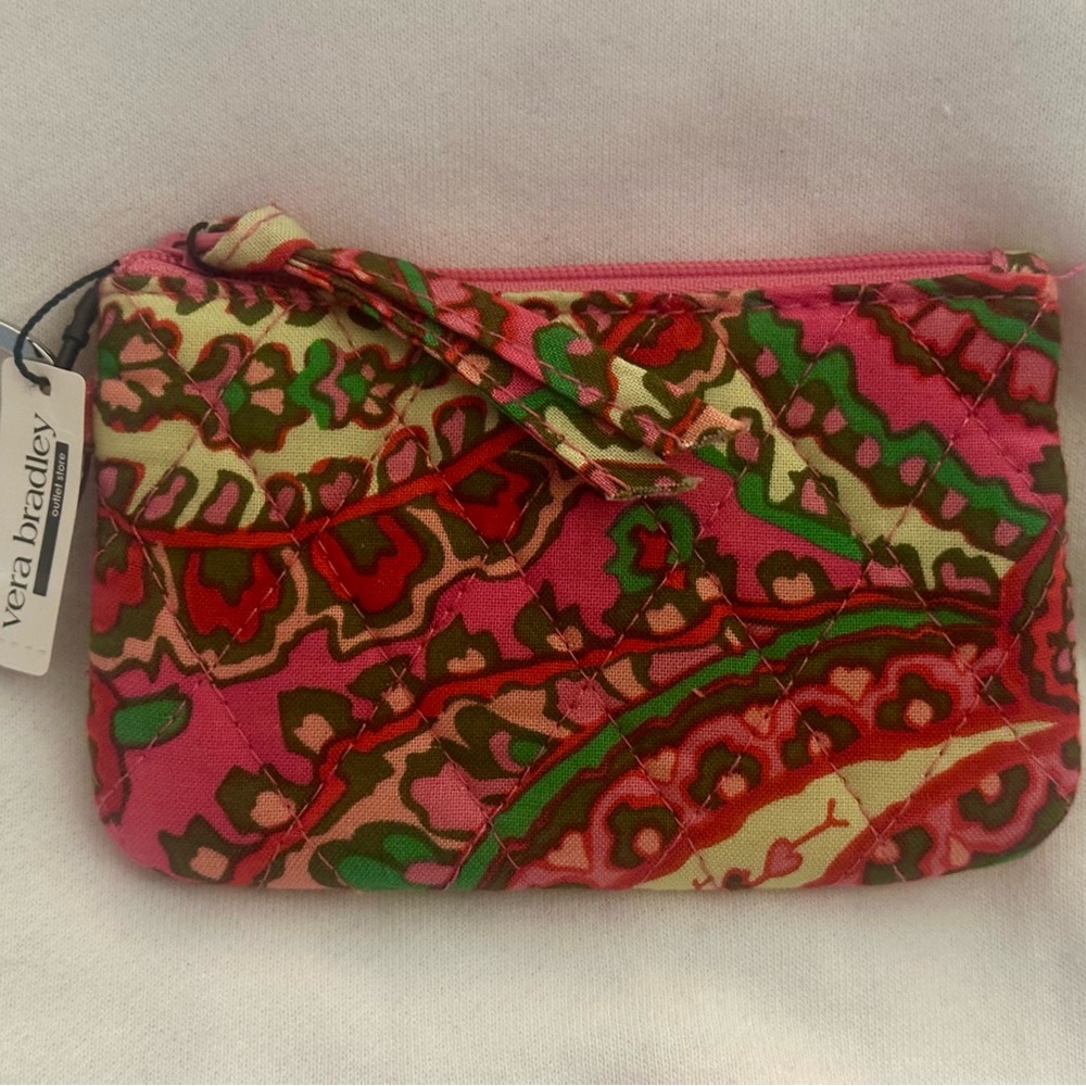 Vera Bradley Vibrant Pink and Green Quilted Coin Purse